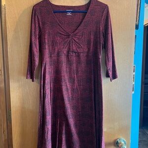 Toad&Co Burgundy Geometric 3/4 Sleeve Dress